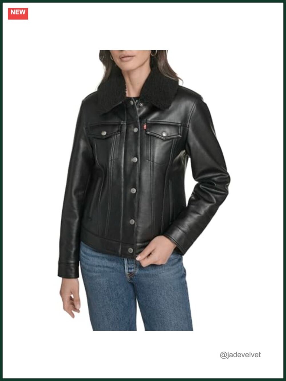 Sherpa Lined Faux Leather Trucker Jacket Aviator